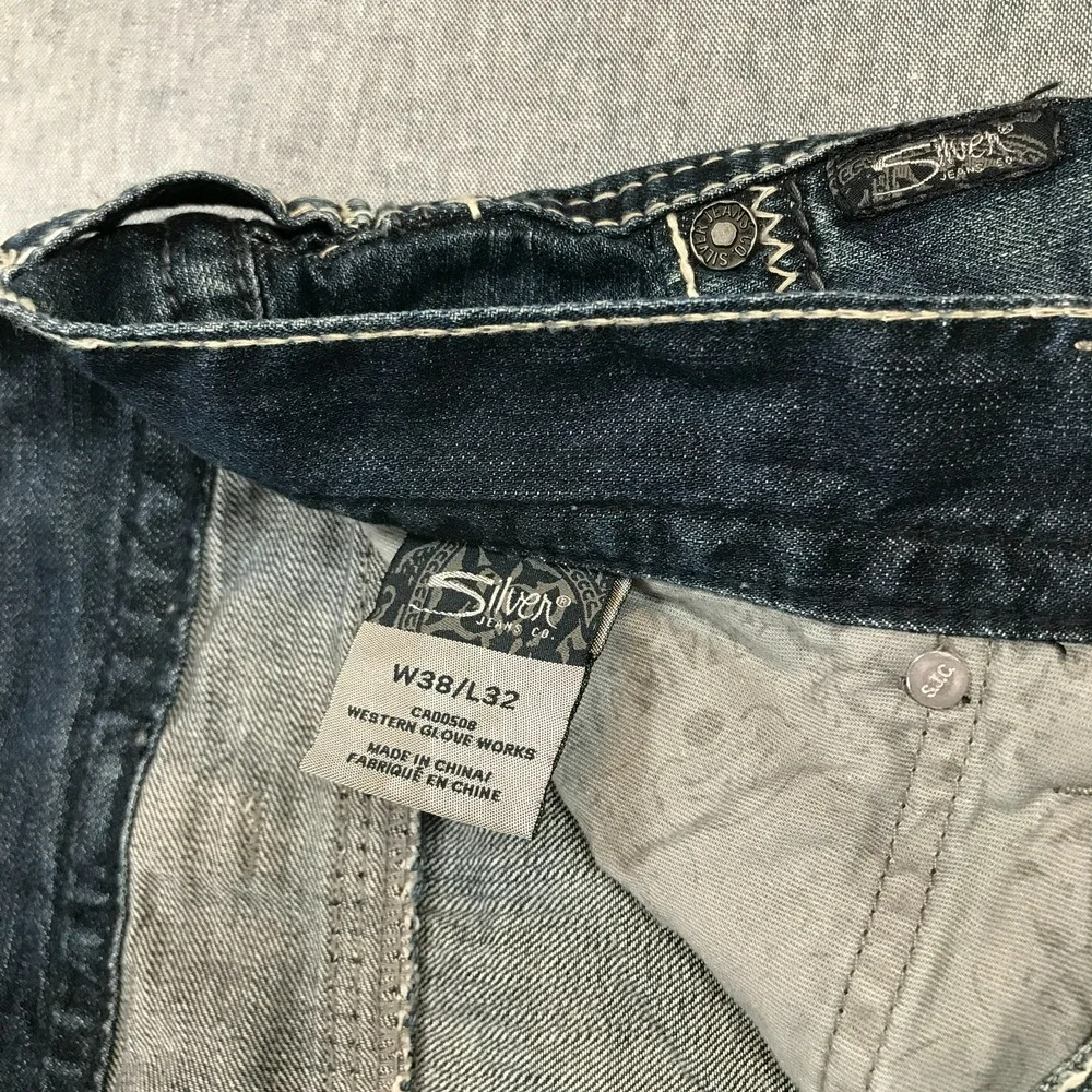 Silver Jeans Co Men's 38x32 Zac Blue Jeans Relaxed Straight Denim 100% Cotton J